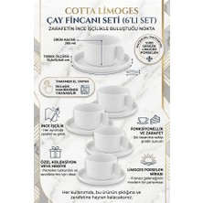 The Mia Cotta Limoges %100 Gerçek Porselen 6'lı Çay Fincanı Seti 250 ml