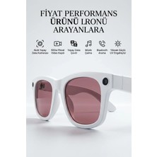 Sepetopia Beyaz Aı Akıllı Gözlük No 10 Kameralı Bluetooth 8mp Kamera Fotoğraf Video ve Ses Kayıt Özell