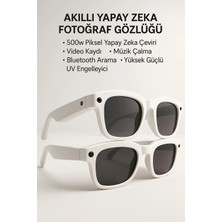 Sepetopia Beyaz Aı Akıllı Gözlük No 21 Kameralı Bluetooth Chatgpt Destekli Yapay Zeka Çeviri ve Sesli As