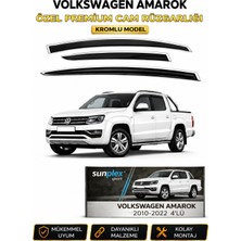 Sunplex Volkswagen Amarok 2010-2022 Uyumlu Kromlu Cam Rüzgarlığı Takım 4 Lü Rüzgar Kesici Yağmur Önleyici