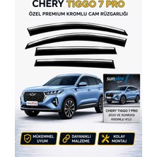Sunplex Chery Tiggo 7 Pro 2023 Ve Sonrası Kromlu Cam Rüzgarlığı Takım 4 Lü Rüzgar Kesici Yağmur Önleyici