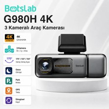 360+ Botslab G980H Pro 4K 3 Kameralı Wifi+Gps Akıllı Araç Içi Kamera +170° Geniş Açı+Süper Kapasitör+Sesli Kontrol+Gece Görüşlü (128GB Hafıza Kartı Hediyeli)
