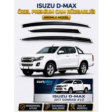 Sunplex Isuzu D-Max 2017 Sonrası Uyumlu Kromlu Cam Rüzgarlığı Takım 4 Lü Rüzgar Kesici Yağmur Önleyici