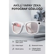 Sepetopia Beyaz Aı Akıllı Gözlük No 16 Kameralı Bluetooth Yapay Zeka Asistanlı Kameralı Bluetooth Akıl