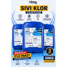 Lime Cleaner Sıvı Klor %12 Aktif Klor 20 kg x 3 Adet (60 Kg) Profesyonel Havuz Şoklama ve Dezenfektanı