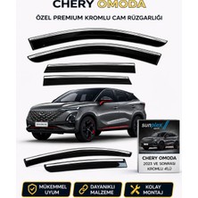 Sunplex Chery Omoda 5 2023 ve Sonrası Kromlu Cam Rüzgarlığı Takım 4 Lü Takım Rüzgar Kesici Yağmur Önleyici