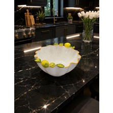 Arow Limon Desenli Derin Yuvarlak Sunumluk-24 cm