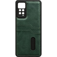 Freedom Storee Xiaomi Redmi Note 12 Pro 4g Kılıf Sara Kartvizitli Deri Kılıf - Koyu Yeşil