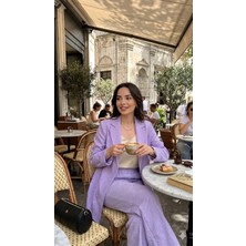Lila Kadın Klasik Ceket&pantolon Takım