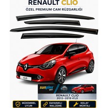 Sunplex Renault Clio 2012-2019 Cam Rüzgarlığı Takım 4 Lü Takım Rüzgar Kesici Yağmur Önleyici