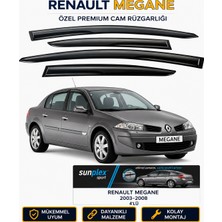 Sunplex Renault Megane 2003-2008 Uyumlu Cam Rüzgarlığı Takım 4 Lü Takım Rüzgar Kesici Yağmur Önleyici