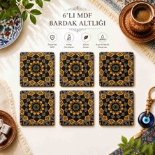 Upeka 6'lı Vintage Şık Tasarım Mdf Ahşap Dekoratif Hediyelik Bardak Altlığı