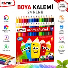 Fatih 24 Renk Kuru Boya Kalemi Çocuklar Için Canlı Renkler Yumuşak Uçlu Boyama Kalemi Seti
