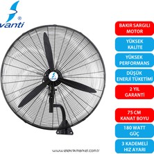 Vanti Sanayi Tipi Duvar Vantilatör 75CM- KCF292-DV