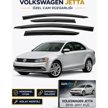 Sunplex Volkswagen Jetta 2010-2017 Sport Style Cam Rüzgarlığı Takım 4 Lü Takım Rüzgar Kesici Yağmur Önleyici