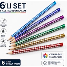 Fatih Hb Kurşun Kalem 6’lı Set Renkli Desenli Ahşap Gövde Kaliteli Grafit Uç Okul Ofis Sınav Yazı Çizim Kalemi