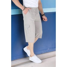 BirbeyStore Yan Cepli Yazlık Kapri Beli Ayarlanabilir Lastikli Komando Cepli