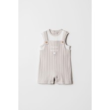 Özer Bebe %100 Pamuk Yazlık Bebek Salopet Tulum Hello World Nakışlı