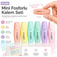 Ceo Mini Fosforlu Kalem 6’lı Set Pastel Renkler Kompakt Boy Işaretleme Kalemi Okul Ofis Ders Notu Kalemi