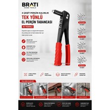 BRATİ HAND TOOLS 4 Çeşit Perçin Kalınlık Tek Yönlü El Perçin Tabancası 40 Yedekli