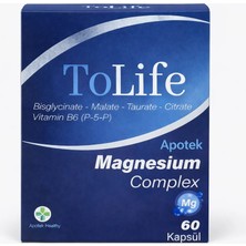 Tolife Apotek Magnesium Complex (Bisglisinat-Sitrat-Taurat-Malat) ve B6 (P5P) 60 Kapsül