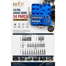 BRATİ HAND TOOLS Lokma Takımı 34 Parça 3/8 1/4 Torx & E Lokma Set