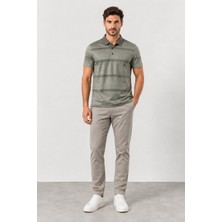 Bihan Store Polo Yaka Cepli Çizgi Desen Tşhırt Herman 3049-HAKI