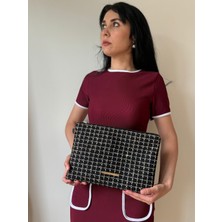 Laletto Bags Kadın Tüvit Kumaş Tablet Boy Clutch Çanta