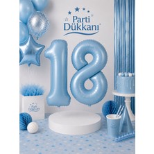 Parti Dükkanı Retro Mavi 18 Yaş Folyo Rakam Balon Seti 34 Inç 76 cm 1 ve 8 Rakam Balon Doğum Günü Balonu Helyum Uyumlu