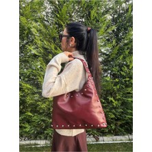Laletto Bags Kadın Lila Model Zımba Detaylı Salaş Suni Deri Omuz Çantası