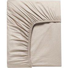 Ezgi Tek Kişilik Lastikli Çarşaf Sütlü Kahve Renk Pamuk Kumaş 100x200 cm Derinlik +25 cm