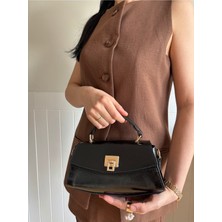Laletto Bags Kadın Siyah Ilay Model Kilit Detaylı Çapraz Çanta