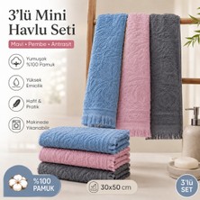 Vivesta Home 3'lü Mini Havlu Seti 30X50 cm Pamuklu El Havlusu Mutfak Havlusu Kurulama Bezi Yumuşak ve Yüksek Emici