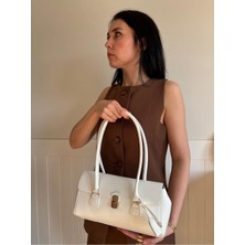 Laletto Bags Kadın Beyaz Rosa Model Kapaklı Omuz Çantası