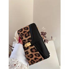 Laletto Bags Kadın Suni Deri Leopar Desenli Siyah Cüzdan