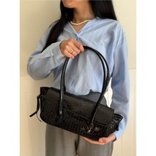 Laletto Bags Kadın Alya Model Croco Desenli Büzgü Detaylı Fermuarlı Omuz Çantası