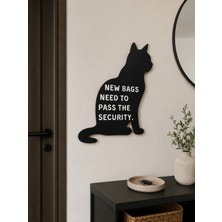 Marlith Home Oturan Kedi Duvar Dekoru Mdf Ahşap Duvar Süsü Dekoratif Tablo Bag Security Yazılı 30X25 cm