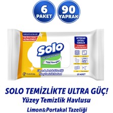 Solo Ultra Güç Limon&Portakal Tazeliği Seyahat Boy Yüzey Temizlik Havlusu 6'lı 90 Yaprak