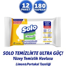 Solo Ultra Güç Limon&Portakal Tazeliği Seyahat Boy Yüzey Temizlik Havlusu 12'li 180 Yaprak
