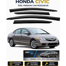 Sunplex Honda Civic 2007-2011 Cam Rüzgarlığı Takım 4 Lü Takım Rüzgar Kesici Yağmur Önleyici