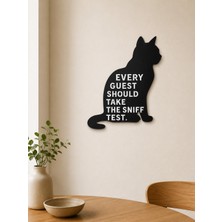 Marlith Home Oturan Kedi Duvar Dekoru Mdf Ahşap Duvar Süsü Dekoratif Tablo Guest Sniff Yazılı 30X25 cm