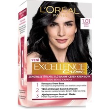 L'Oréal Paris Excellence Creme 1.01 Gece Siyahı Amonyaklı Krem Saç Boyası Uzun Süreli Etki