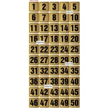 Outdoor One Kapı, Masa, Dolap Numarası Metal 1-50 Arası Sıralı 5x5 Cm Arkası Yapışkanlı Gold Renk 004