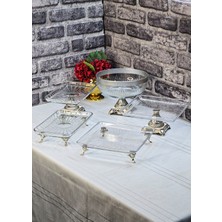 SEÇKİNEV Lovely River 5 Parça Metal Döküm Ayaklı Sunum Seti Gold&gümüş&antik Eskitme