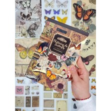 Kağıt Gemi Dükkan Vintage Kelebek Temalı 30 Yaprak 316 Adet Sticker 20 Yaprak Scrapbook Kağıdı Defteri/etiket/çıkartma