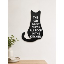 Marlith Home Arkadan Oturan Kedi Duvar Dekoru Mdf Ahşap Duvar Süsü Dekoratif Tablo Kitchen Yazılı 19X30 cm