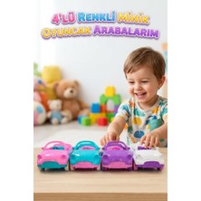Farbu Oyuncak 4'lü Çift Renkli Minik Elle Ittirmeli Yerli Üretim Eğitici ve Eğlenceli Oyuncak Araba Seti