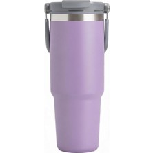 900 ml Paslanmaz Çelik Pipetli ve Kilit Kapaklı Kulplu Termos 6 Saat Sıcak/soğuk - FC1180 (Lila)