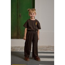 Fahhar Kids Nervür Dikişli Geniş Pantolon Kahverengi