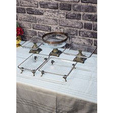 SEÇKİNEV Lovely River 5 Parça Metal Döküm Ayaklı Sunum Seti Gold&gümüş&antik Eskitme